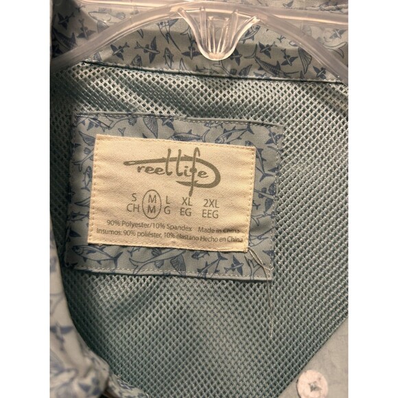 Reel Life Fishing Vented Shirt Mens Size Medium Blue Outdoor Camping Casual Dri - Picture 3 of 6